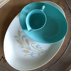Vintage 1970s Oneida-ware Deluxe OD melmac melamine MCM retro ♥ blue platter